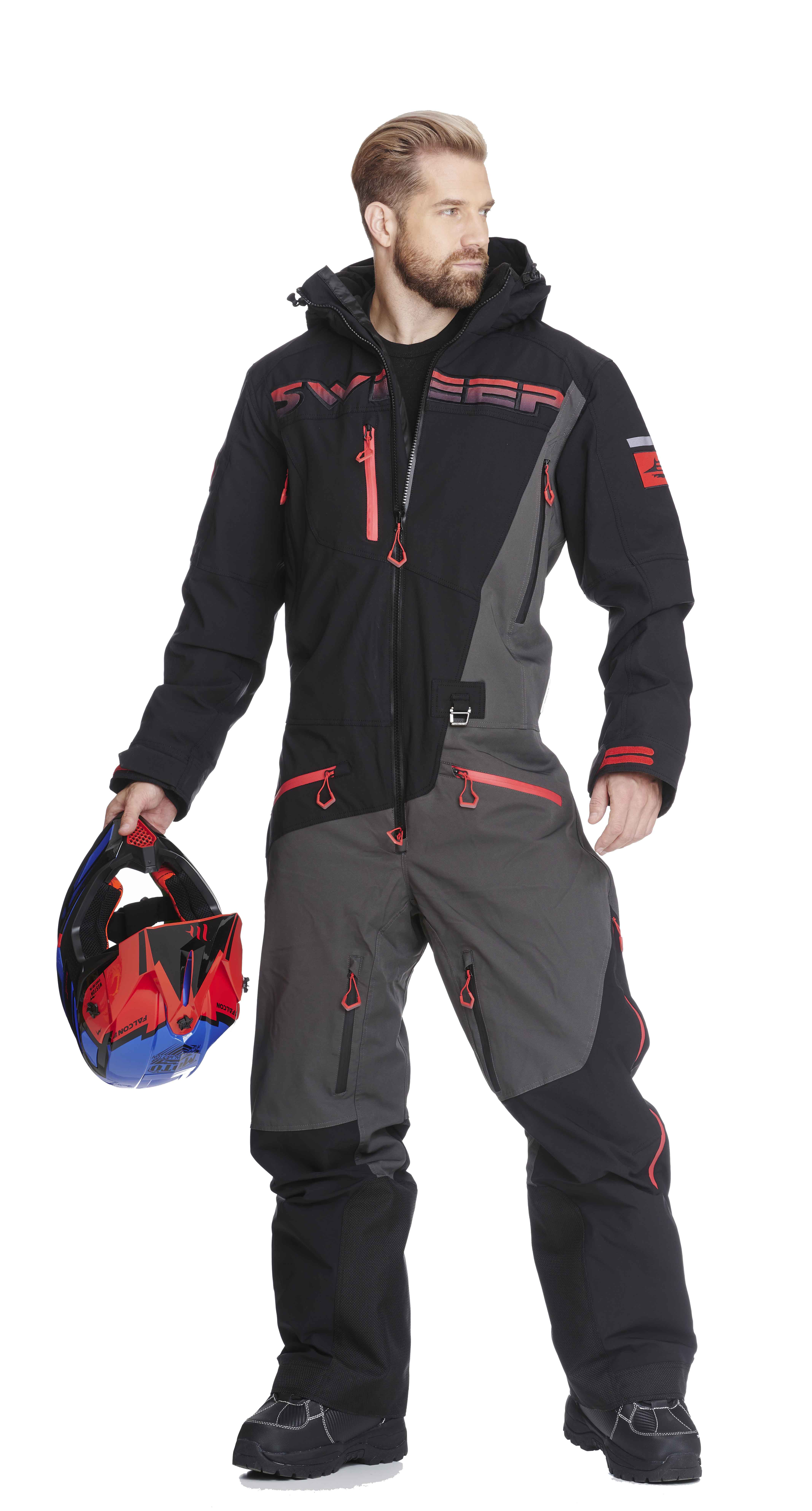 Sweep Gravity Monosuit, black/red - Motorbike equipment from web -  SweepFashion - Great products helmets etc.