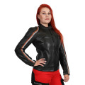 Sweep Roadster ladies leather jacket, black/white/orange